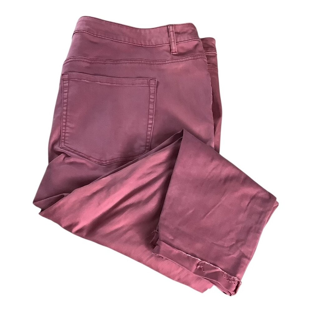 Lane Bryant‎ Womens Super Stretch Ankle Skinny Jeans Size 26 Pink Rolled Hem